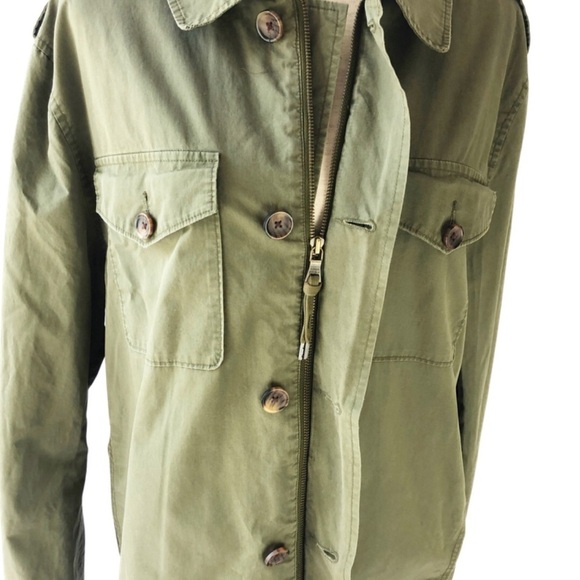 Banana Republic Women’s Army Green Button Down Lightweight Military Cargo Jacket - Picture 5 of 14